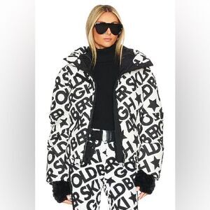 Goldbergh Carter Jacket White Black Logo Starski Porter Jacket Worn Once US 8